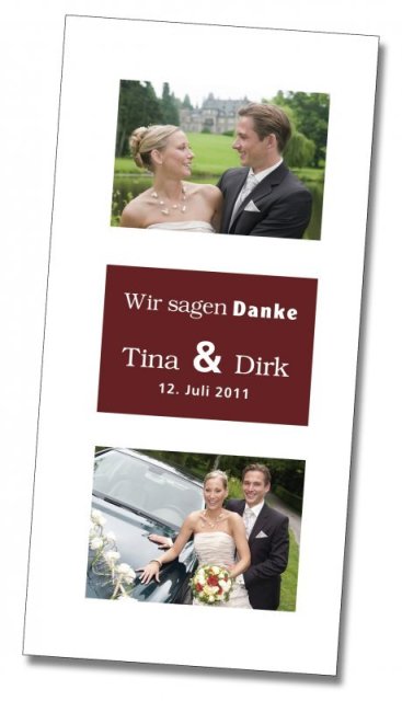 Hochzeit Danksagungskarte DIN Lang hoch Tina & Dirk dunkelrot