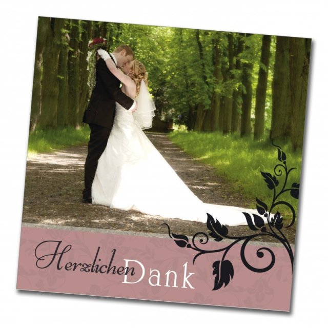 Hochzeit Danksagungskarte quadratisch 125 mm 210 Ina Ingo rosa