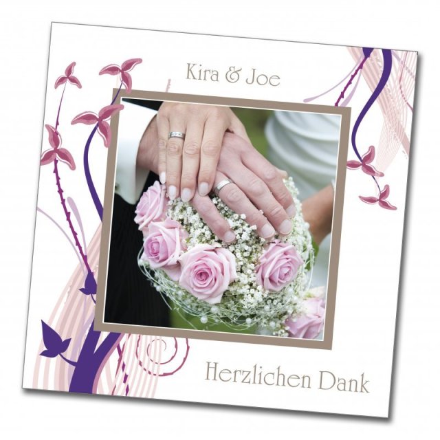 Hochzeit Danksagungskarte quadratisch 125 mm 210 Kira Joe braun