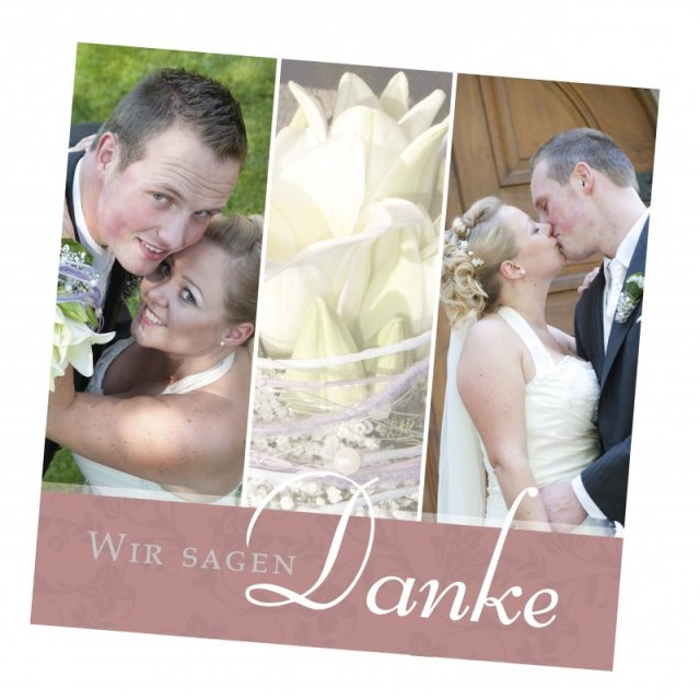 Preview: Hochzeit Danksagungskarte Achim & Inga Preview: Hochzeit Danksagungskarte quadratisch 125 mm 210 Achim Inga rosa