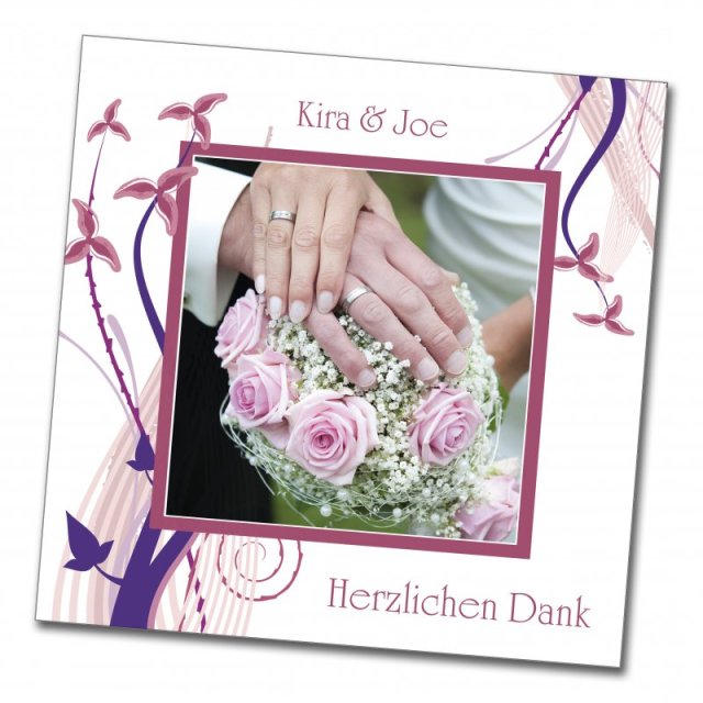 Hochzeit Danksagungskarte quadratisch 125 mm 210 Kira Joe pink