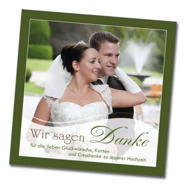 Hochzeit Danksagungskarte quadratisch 125 mm 210 Melanie Tommy gruen