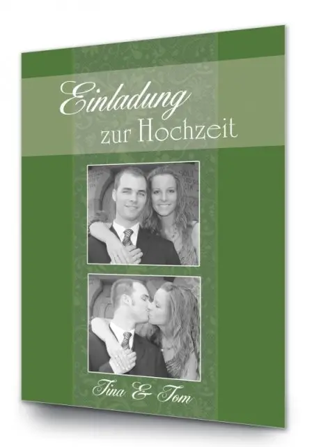 Hochzeit Einladungskarte DIN A6 A5 hoch Tina Tom gruen