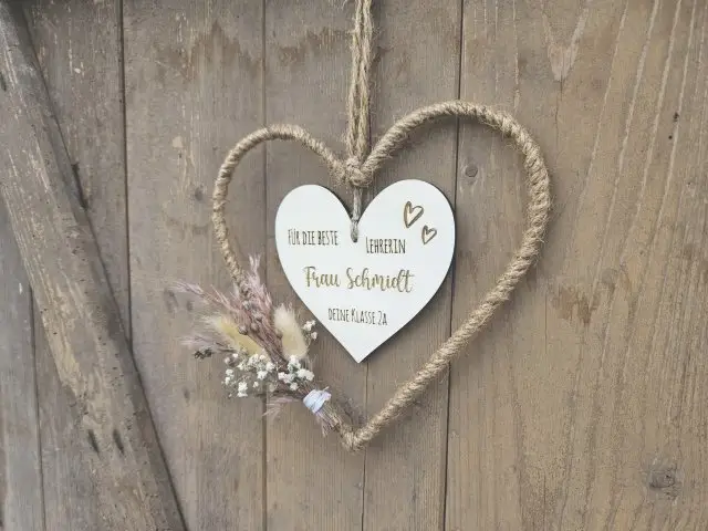Holzschild mit Jute-Hoop "Danke 1" mit individueller Gravur