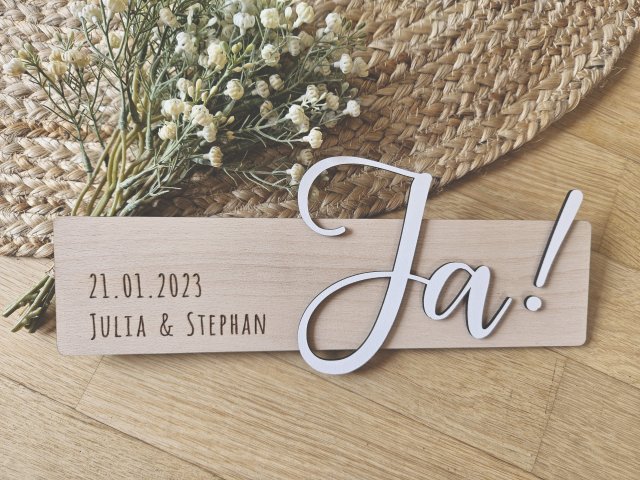 Namensschild Schriftzug Lasercut "Zur Hochzeit 2" mit Brautpaar Namen