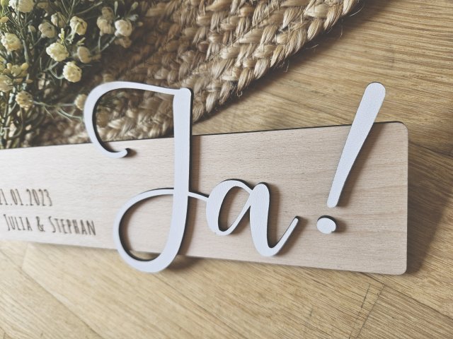 Preview: Namensschild Schriftzug Lasercut "Zur Hochzeit 2" mit Brautpaar Namen