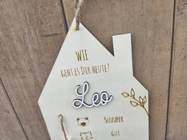 Preview: Holzschild "Stimmungsbarometer 1" mit individueller Gravur aus Holz