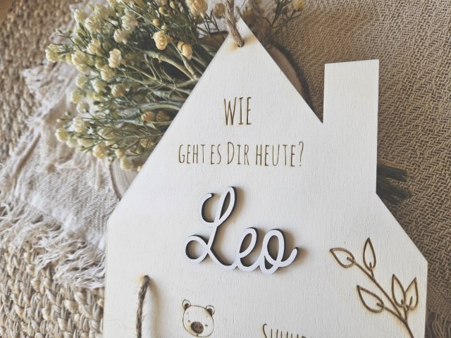 Preview: Holzschild "Stimmungsbarometer 1" mit individueller Gravur aus Holz