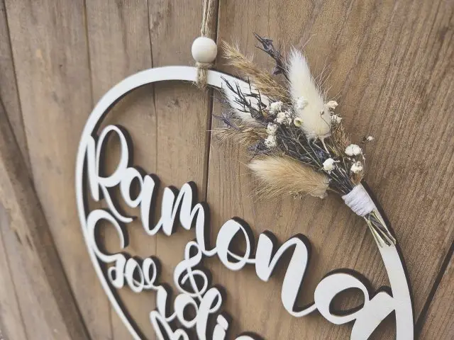 Lasercut Hoop "Hochzeit 2" mit individuellem Laserschnitt