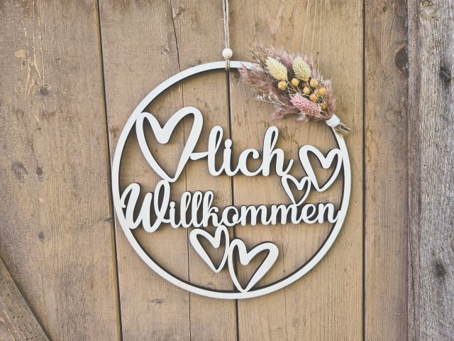 Lasercut Hoop "Willkommen 4" mit individuellem Laserschnitt