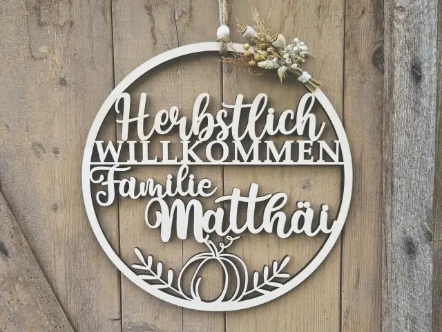 Lasercut Hoop "Willkommen 5" mit individuellem Laserschnitt