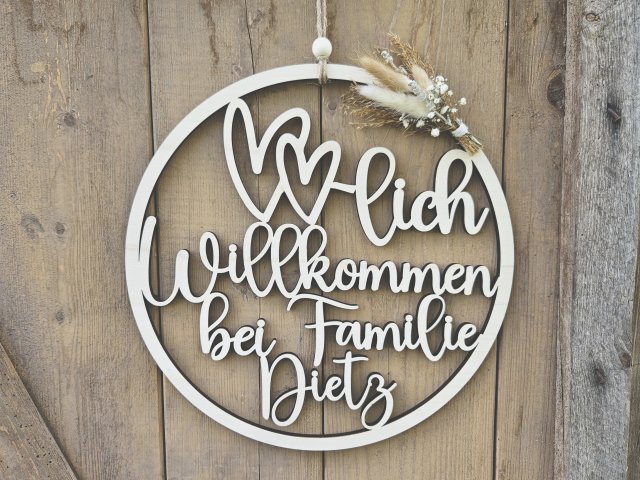 Lasercut Hoop "Willkommen 6" mit individuellem Laserschnitt