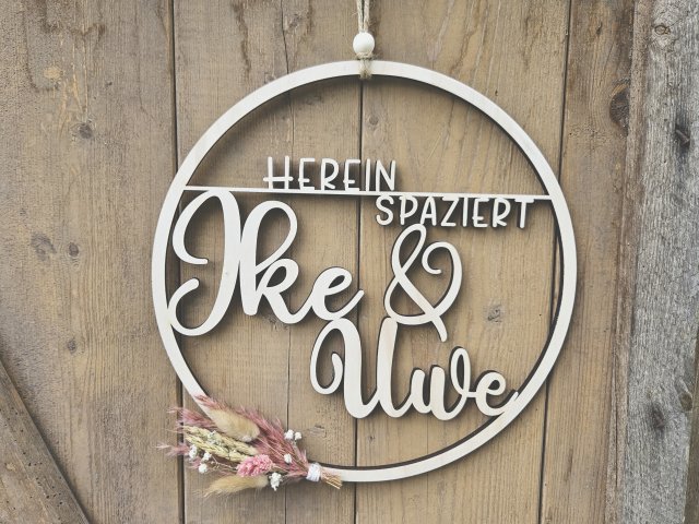 Lasercut Hoop "Willkommen 7" mit individuellem Laserschnitt