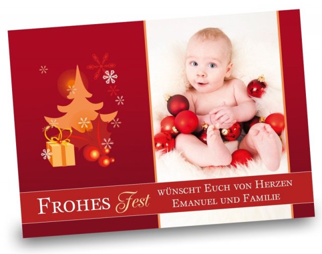Weihnachten Fotokarte DIN A6 quer Emanuel und Familie