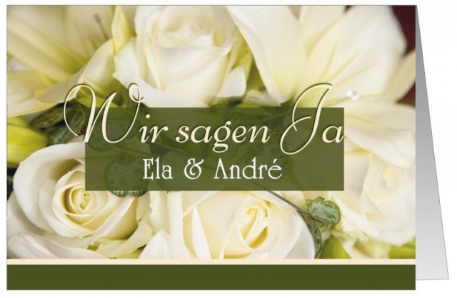 Klappkarte Hochzeit Einladungskarte DIN A5 + DIN A6 quer rot Ivonne & Mike