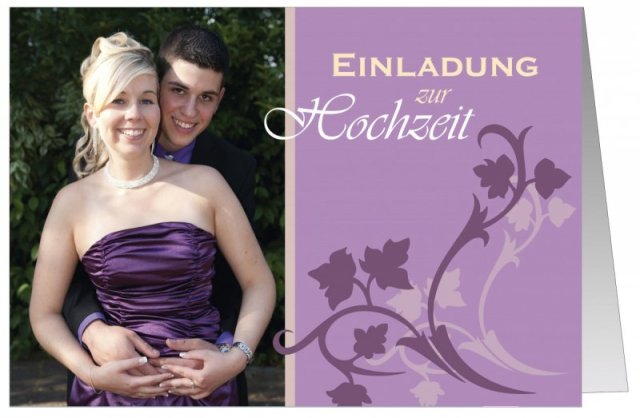 Klappkarte Hochzeit Einladungskarte DIN A5 + DIN A6 quer rot Ivonne & Mike