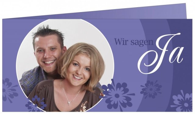 Klappkarte Hochzeit Einladungskarte DIN Lang quer Mara & Björn
