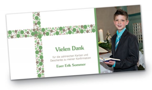 Konfirmation Kommunion Danksagung DIN Lang quer Erik grün