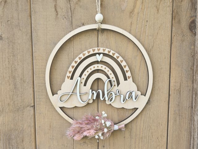 Lasercut 3D Hoop "Namensschild 1" Kinderzimmer Deko