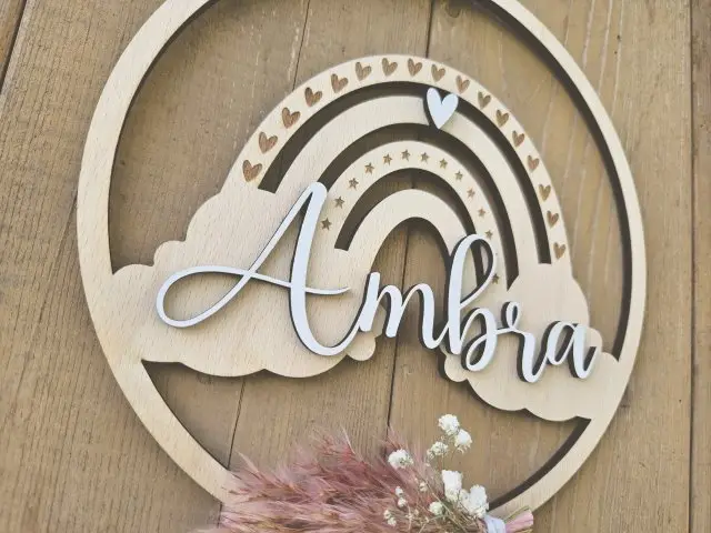 Lasercut 3D Hoop "Namensschild 1" Kinderzimmer Deko Lasercut 3D Hoop "Namensschild 1" Kinderzimmer Deko