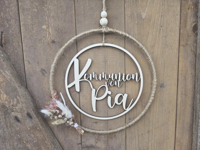 Lasercut-Hoop "Kommunion 1" mit personalisiertem Namen