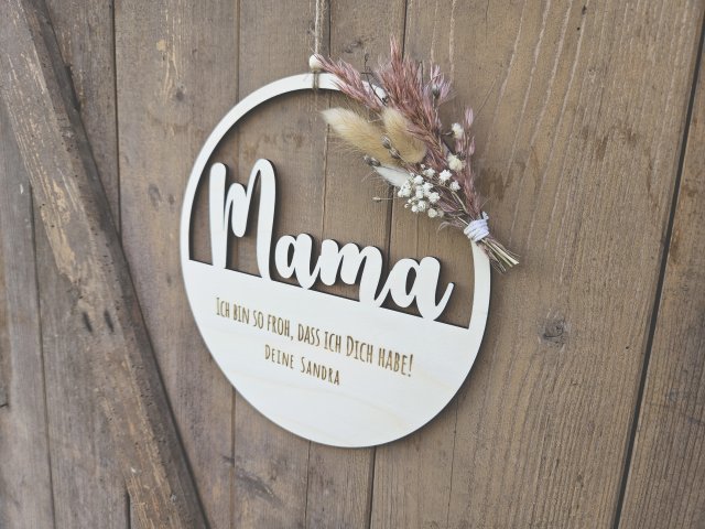 Lasercut Hoop "Mama 1" mit individuellem Laserschnitt