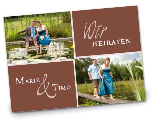 Hochzeit Einladungskarte DIN A6 + DIN A5 quer Marie & Timo