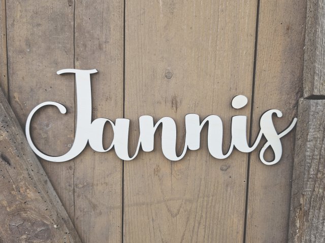 Namensschild Schriftzug Lasercut "Jannis" aus Holz