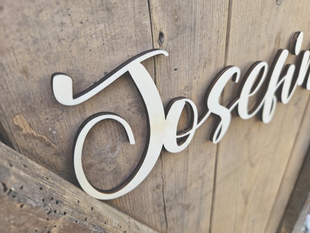 Namensschild Schriftzug Lasercut "Josefina" aus Holz