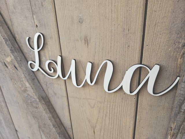 Namensschild Schriftzug Lasercut "Luna" aus Holz
