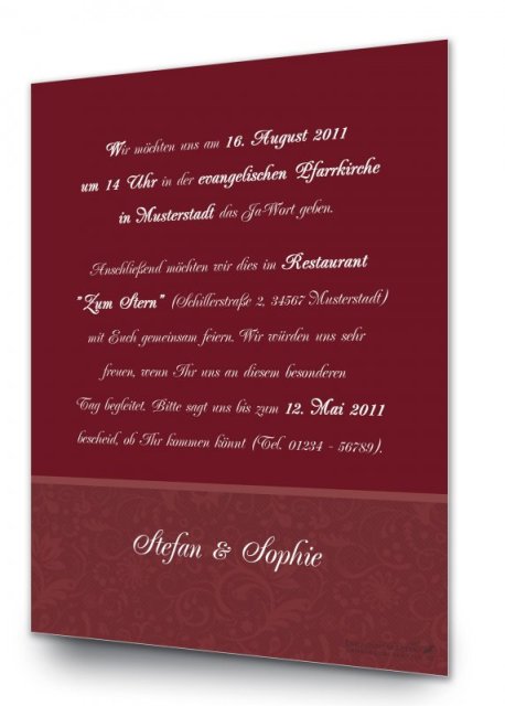 Hochzeit Einladungskarte DIN A6 + DIN A5 Sophie & Stefan
