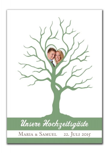 Wedding Tree mit Foto auf Leinwand mit Keilrahmen grün