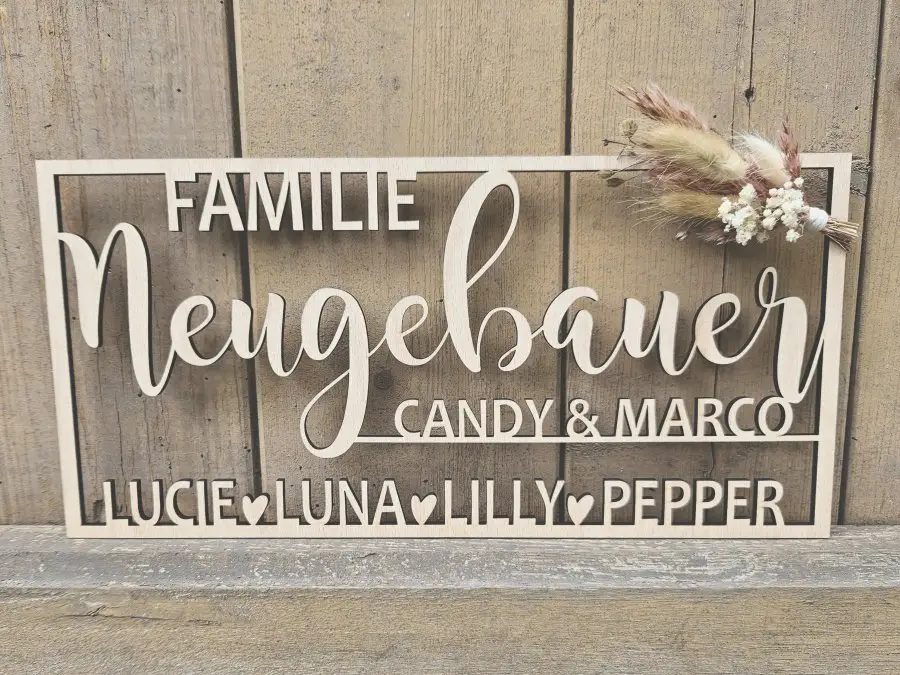 Familienschild mit individuellen Namen "Familie 3" Familienschild mit individuellen Namen "Familie 3"