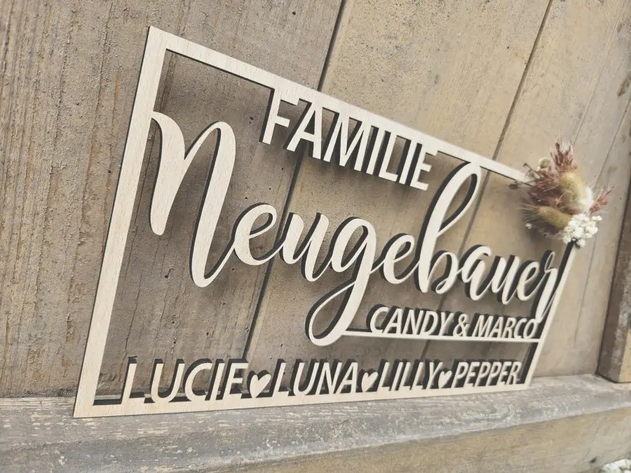 Familienschild mit individuellen Namen "Familie 3" Familienschild mit individuellen Namen "Familie 3"