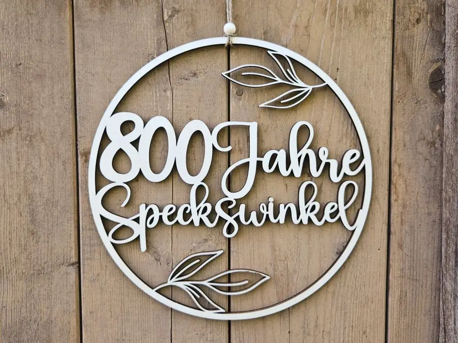 "800 Jahre Speckswinkel" Holzschnitt Lasercut 2