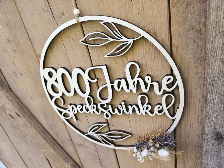 "800 Jahre Speckswinkel" Holzschnitt Lasercut 2