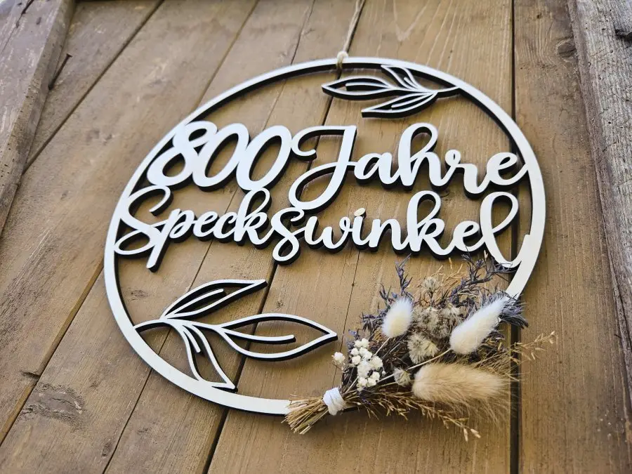 "800 Jahre Speckswinkel" Holzschnitt Lasercut 2