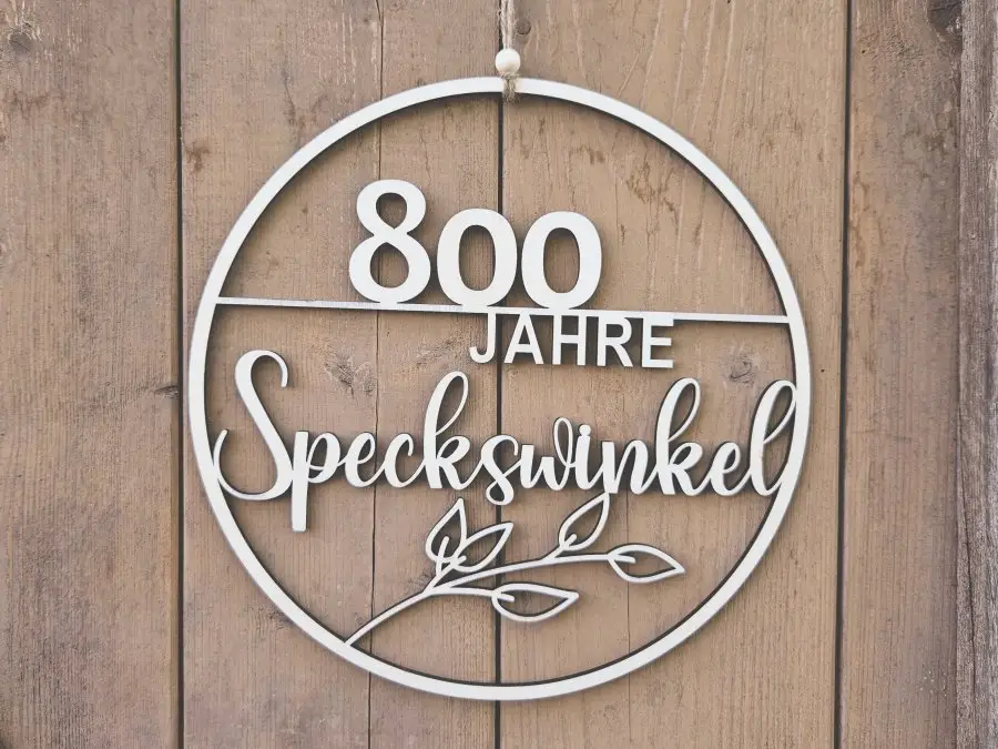 "800 Jahre Speckswinkel" Holzschnitt Lasercut 1 "800 Jahre Speckswinkel" Holzschnitt Lasercut 1