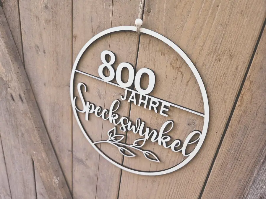 "800 Jahre Speckswinkel" Holzschnitt Lasercut 1 "800 Jahre Speckswinkel" Holzschnitt Lasercut 1