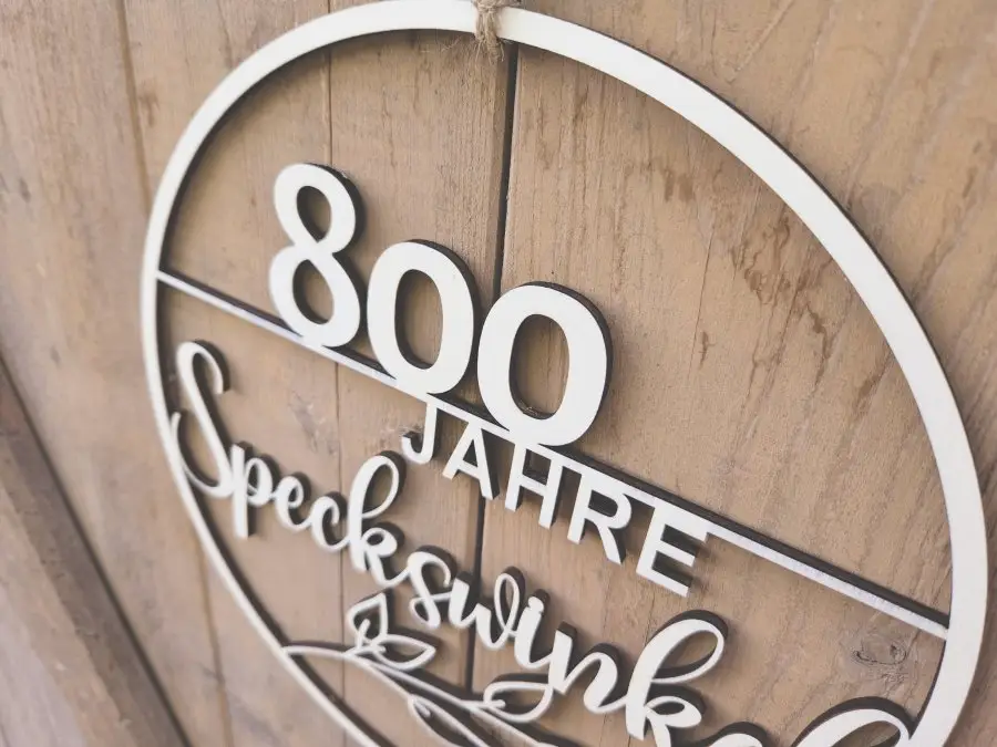 "800 Jahre Speckswinkel" Holzschnitt Lasercut 1 "800 Jahre Speckswinkel" Holzschnitt Lasercut 1
