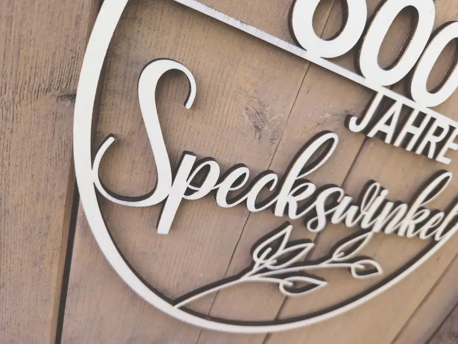 "800 Jahre Speckswinkel" Holzschnitt Lasercut 1 "800 Jahre Speckswinkel" Holzschnitt Lasercut 1