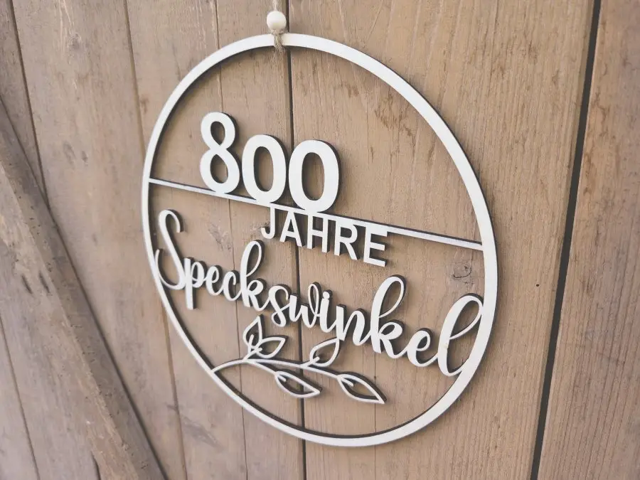 "800 Jahre Speckswinkel" Holzschnitt Lasercut 1 "800 Jahre Speckswinkel" Holzschnitt Lasercut 1