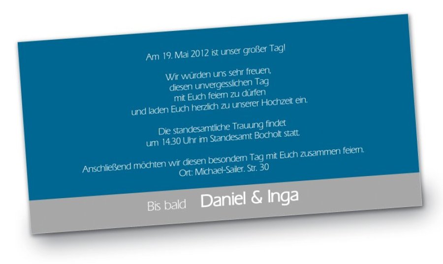 Hochzeit Einladungskarte DIN Lang quer Ines & Ingo