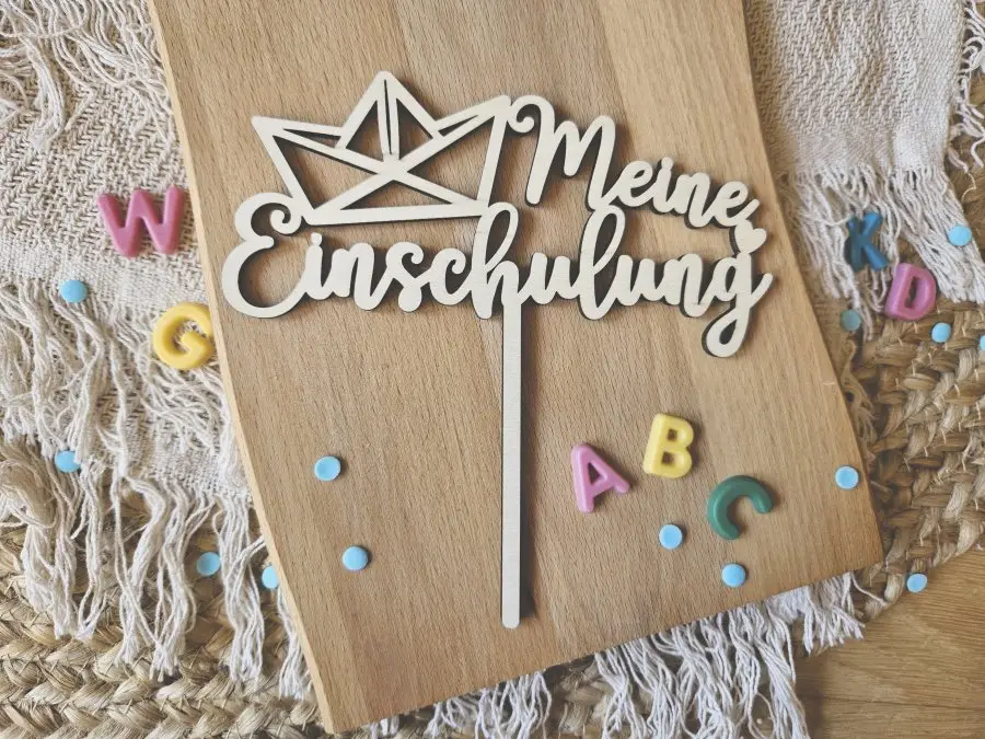 Cake Topper Schriftzug "Einschulung / Schulkind 2" Lasercut