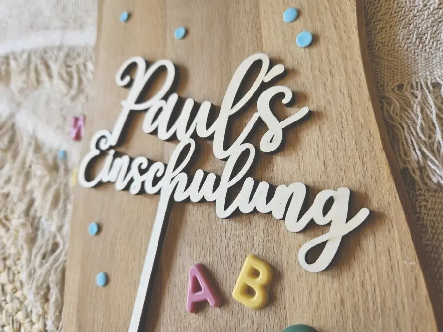 Cake Topper Schriftzug "Einschulung / Schulkind 4" Lasercut