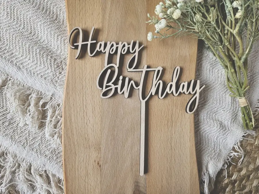 Cake Topper Schriftzug "Geburtstag Happy Birthday 11" Lasercut