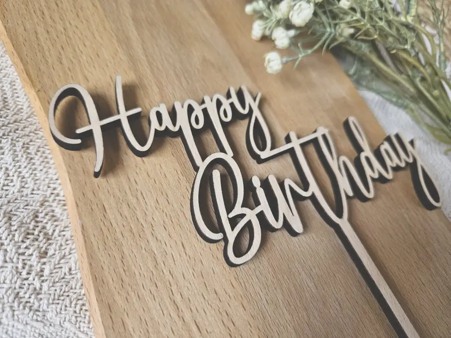 Cake Topper Schriftzug "Geburtstag Happy Birthday 11" Lasercut