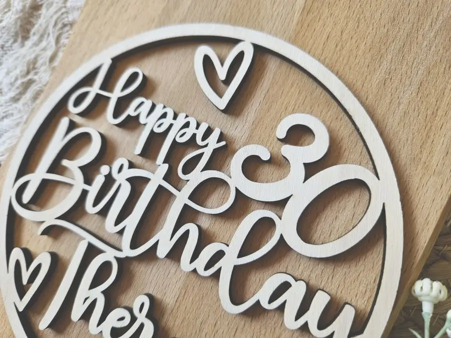 Cake Topper Schriftzug "Geburtstag Happy Birthday 12" Lasercut