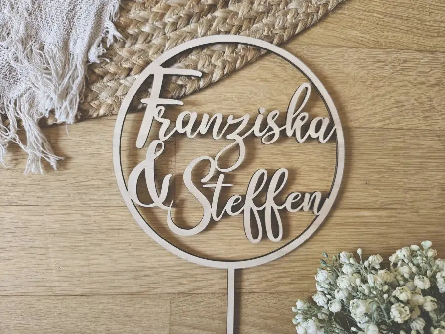 Cake Topper Schriftzug "Hochzeit 3" Lasercut