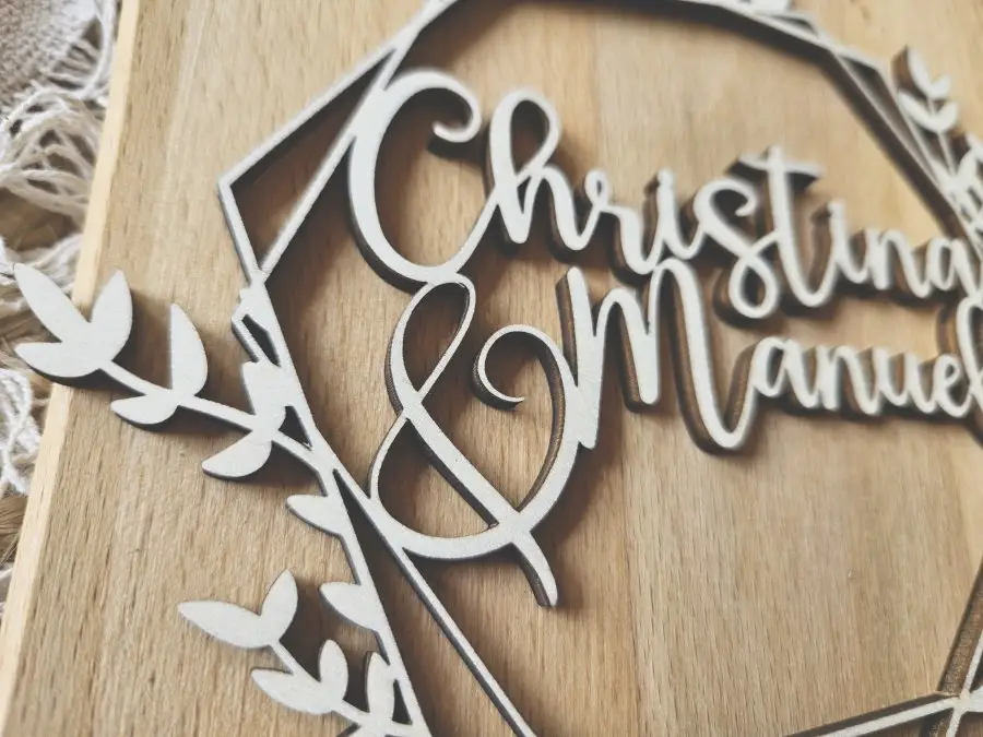 Cake Topper Schriftzug "Hochzeit 1" Lasercut aus Holz